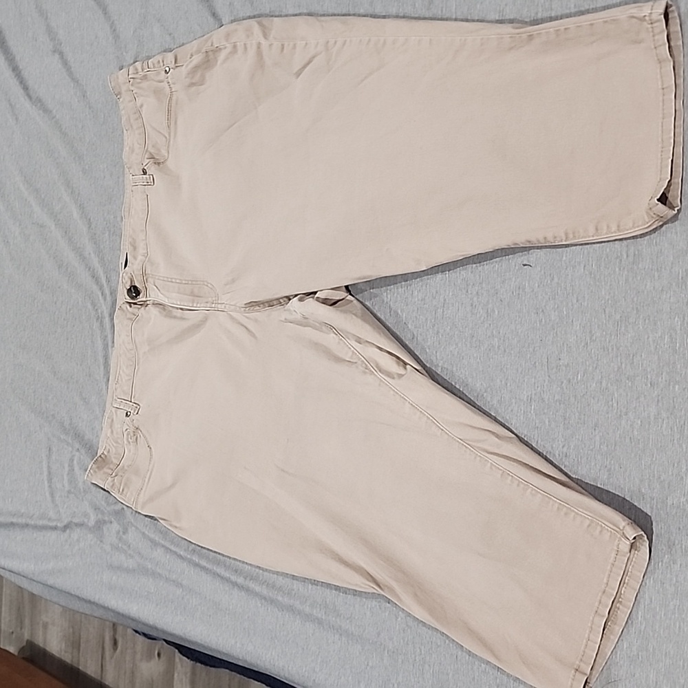 Women A3 plus size beige capri 26W